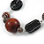 Brown/ Black Wood Bead with Silver Wire Detail Black Faux Leather Cord Necklace - 80cm L - view 4