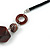 Brown/ Black Wood Bead with Silver Wire Detail Black Faux Leather Cord Necklace - 80cm L - view 5