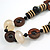 Trendy Wood, Acrylic Bead Geometric Chunky Necklace (Black/ Natural/ Brown) - 70cm L - view 3