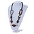 Trendy Wood, Acrylic Bead Geometric Chunky Necklace (Black/ Natural/ Brown) - 70cm L - view 2