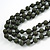 Layered Dark Green 'Scratched Effect' Resin Bead Black Cotton Cord Necklace - 74cm L - view 3