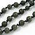 Layered Dark Green 'Scratched Effect' Resin Bead Black Cotton Cord Necklace - 74cm L - view 4