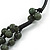 Layered Dark Green 'Scratched Effect' Resin Bead Black Cotton Cord Necklace - 74cm L - view 5