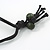 Layered Dark Green 'Scratched Effect' Resin Bead Black Cotton Cord Necklace - 74cm L - view 6