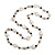 Long Transparent Acrylic, Brown Wood, Silver Tone Metal Bead with Orange Cord Necklace - 116cm L - view 3