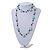 Long Light Blue Acrylic, Brown Wood, Silver Tone Metal Bead with Orange Cord Necklace - 104cm L - view 2