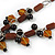 Romantic Glass and Ceramic Bead Heart Pendant Charm Necklace In Silver Tone (Amber Brown, Black) - 64cm L - view 5