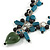 Romantic Glass and Ceramic Bead Heart Pendant Charm Necklace In Silver Tone (Teal, Black) - 64cm L - view 4
