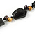 Statement Resin, Wood, Metal Bead Cotton Cord Necklace (Black, Natural, Aged Silver) - 64cm L - view 4