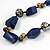 Statement Resin, Wood, Metal Bead Cotton Cord Necklace (Blue, Natural, Aged Silver) - 64cm L - view 3