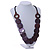 Purple/ Brown/ Black Wood Button Bead Necklace - 80cm L - view 5