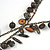 Vintage Inspired Wood, Cearmic, Bone Bead Bronze Tone Chain Tassel Necklace - 68cm L/ 16cm Tassel - view 4