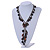 Vintage Inspired Wood, Cearmic, Bone Bead Bronze Tone Chain Tassel Necklace - 68cm L/ 16cm Tassel - view 2