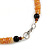 Brown Shell Flower Pendant with Pale Orange Glass Bead Necklace - 38cm L - view 6