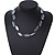 Two Strand Square Transparent Glass Bead Silver Tone Wire Necklace - 48cm L/ 5cm Ext - view 2