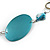 Teal Coloured Wood and Shell Bead with Black Faux Leather Cord Necklace - 74cm L - view 4
