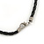 Teal Coloured Wood and Shell Bead with Black Faux Leather Cord Necklace - 74cm L - view 6