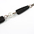 Vintage Inspired Black Ceramic Bead, White Faux Pearl Bronze Tone Chain Necklace - 126cm L - view 4