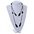 Vintage Inspired Black Ceramic Bead, White Faux Pearl Bronze Tone Chain Necklace - 126cm L - view 2