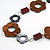 Long Floral Wood and Shell Bead Silver Tone Acrylic Cord Necklace (Brown/ Grey/ Red) - 80cm L - view 3