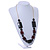 Geometric Wood and Oval Ceramic Bead Cord Necklace (Dark Green, Mahogany Brown, Black) - 72cm L - view 2