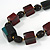 Geometric Wood and Oval Ceramic Bead Cord Necklace (Dark Green, Mahogany Brown, Black) - 72cm L - view 3