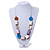 Multicoloured Wood and Shell Bead Metallic Silver Cord Necklace - 82cm L - view 2