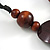 Statement Purple/ Brown Wood Bead Pendant with Black Cotton Cords - 46cm L - view 6
