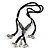 Unique Ceramic Bead with Silver Tone Heart Charm Black Fabric Necklace - Adjustable - 48cm L - view 4