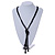 2 Strand Black Glass Bead Long Lariat Necklace - 118cm L - view 2
