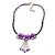 Purple Shell Flower Metal Wire with Black/ Purple Cotton Cord Necklace - 44cm L/ 5cm Ext - view 2