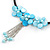Light Blue Shell Flower Metal Wire with Black/ Light Blue Cotton Cord Necklace - 44cm L/ 5cm Ext - view 4