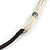 White Shell Flower Metal Wire with Black/ Off White Cotton Cord Necklace - 44cm L/ 5cm Ext - view 5
