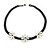 Mother Of Pearl Floral Black Silk Cord Necklace - 48cm L