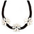 Mother Of Pearl Floral Black Silk Cord Necklace - 48cm L - view 3