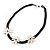 Mother Of Pearl Floral Black Silk Cord Necklace - 48cm L - view 4