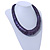 Chunky Glittering Purple Coin Shape Wood Bead Necklace - 56cm L - view 2