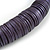 Chunky Glittering Purple Coin Shape Wood Bead Necklace - 56cm L - view 4