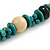 Black/ Green/ Olive Wood Bead Chunky Cord Necklace - 62cm Long - view 4
