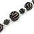Statement Black Wood Bead Necklace with Silver Tone Wire Detailing - 58cm Long - view 3