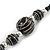 Statement Black Wood Bead Necklace with Silver Tone Wire Detailing - 58cm Long - view 4