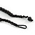Statement Black Wood Bead Necklace with Silver Tone Wire Detailing - 58cm Long - view 5