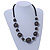 Statement Black Wood Bead Necklace with Silver Tone Wire Detailing - 58cm Long - view 2
