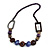 Trendy Wood, Acrylic Bead Geometric Chunky Necklace (Purple/ Brown) - 70cm L
