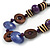Trendy Wood, Acrylic Bead Geometric Chunky Necklace (Purple/ Brown) - 70cm L - view 4