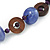 Trendy Wood, Acrylic Bead Geometric Chunky Necklace (Purple/ Brown) - 70cm L - view 6