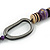 Trendy Wood, Acrylic Bead Geometric Chunky Necklace (Purple/ Brown) - 70cm L - view 7