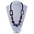 Trendy Wood, Acrylic Bead Geometric Chunky Necklace (Purple/ Brown) - 70cm L - view 2