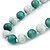 Chunky Wood Bead Necklace (Teal Green/ Withe) - 80cm Long - view 3