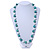 Chunky Wood Bead Necklace (Teal Green/ Withe) - 80cm Long - view 2
